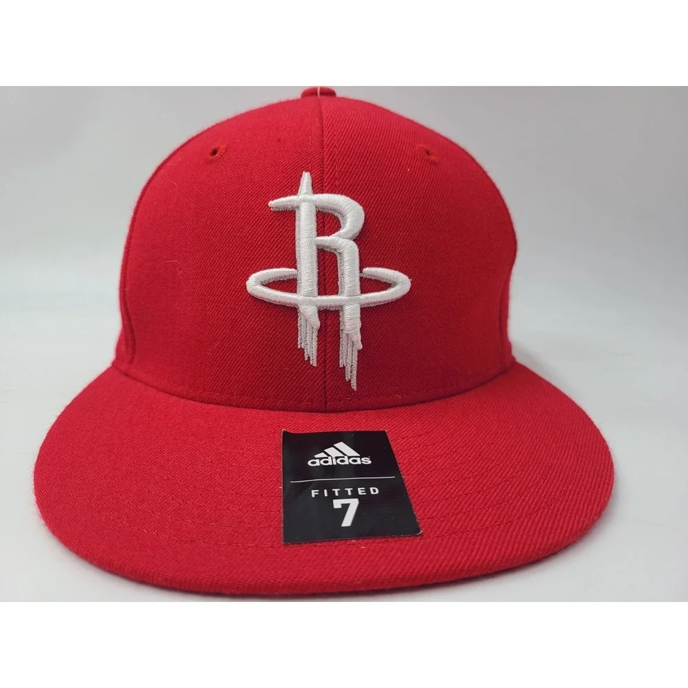 Houston Rockets‎ Adidas Fitted 7 Hat Cap Wool Men Women NBA Basketball Red White
